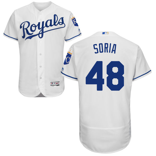 Men's Kansas City Royals #48 Joakim Soria Majestic White 2016 Flexbase Authentic Collection Jersey