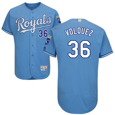 Men's Kansas City Royals #36 Edinson Volquez Majestic Light Blue 2016 Flexbase Authentic Collection Jersey