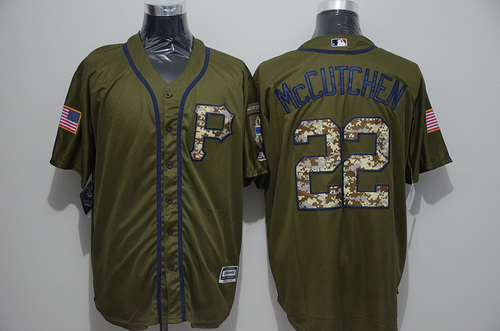 Men's Pittsburgh Pirates #22 Andrew McCutchen Green Salute to Service Majestic Baseball Jersey