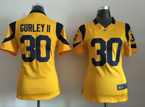 Women's Los Angeles Rams #30 Todd Gurley II Nike Gold Color Rush 2015 NFL Game Jersey