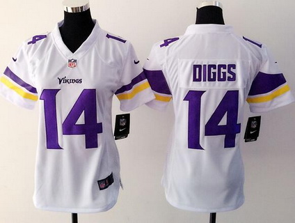 Women's Minnesota Vikings #14 Stefon Diggs White Road NFL Nike Game Jersey