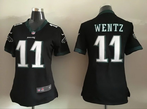 Women's Philadelphia Eagles #11 Carson Wentz Black Alternate NFL Nike Game Jersey