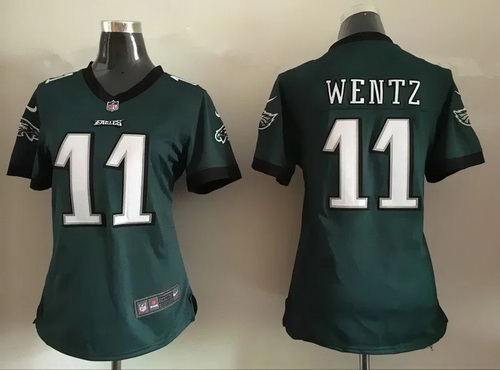 Women's Philadelphia Eagles #11 Carson Wentz Green Team Color NFL Nike Game Jersey