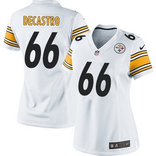 Women's Pittsburgh Steelers #66 David DeCastro Road white Nike Game Jersey