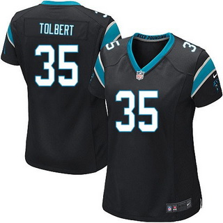 Women's Carolina Panthers #35 Mike Tolbert Nike Game Home Black Jersey