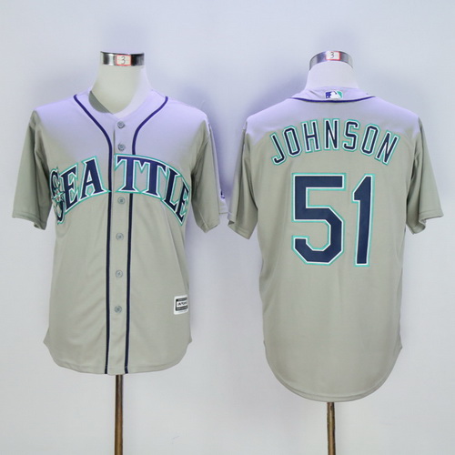 Men's Seattle Mariners #51 Randy Johnson Retired Gray 2015 MLB Cool Base Jersey