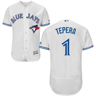 Men's Toronto Blue Jays #1 Andy Burns White Home 2016 Flexbase Majestic Baseball Jersey