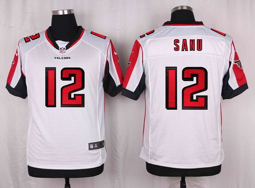 Men's Atlanta Falcons #12 Mohamed Sanu White Road NFL Nike Elite Jersey