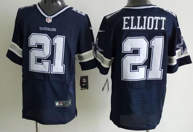 Men's Dallas Cowboys #21 Ezekiel Elliott Navy Blue Team Color NFL Nike Elite Jersey