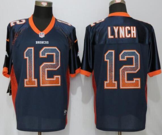 Men's Denver Broncos #12 Paxton Lynch Navy Blue Drift Fashion NFL Nike Elite Jersey