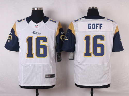 Men's Los Angeles Rams #16 Jared Goff White Road NFL Nike Elite Jersey