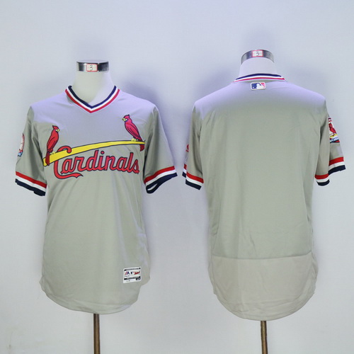 Men's St. Louis Cardinals Blank Gray Pullover 2016 Flexbase Majestic Baseball Jersey