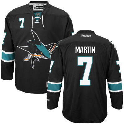 Men's San Jose Sharks #7 Paul Martin Black Third Jersey