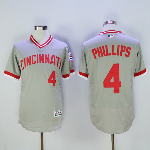 Men's Cincinnati Reds #4 Brandon Phillips Gray 2016 Flexbase Majestic Baseball Jersey