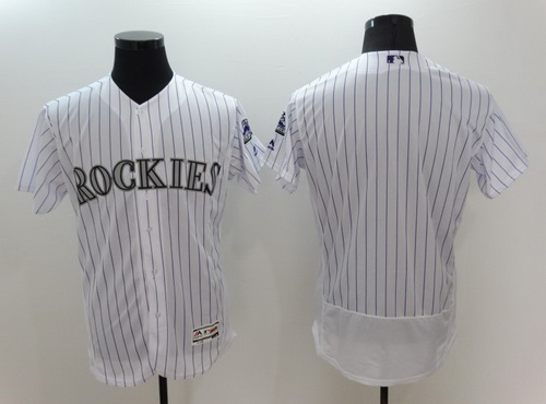 Men's Colorado Rockies Blank White Home 2016 Flexbase Majestic Baseball Jersey