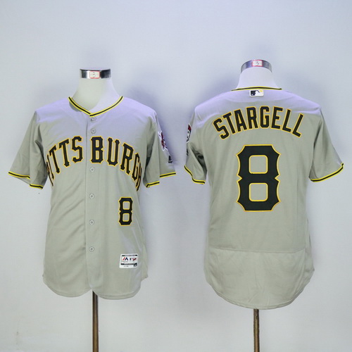 Men's Pittsburgh Pirates #8 Willie Stargell Retired Gray Road 2016 Flexbase Majestic Baseball Jersey