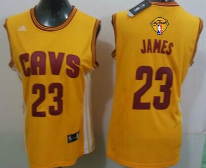 Women's Cleveland Cavaliers #23 LeBron James Yellow 2016 The NBA Finals Patch Jersey