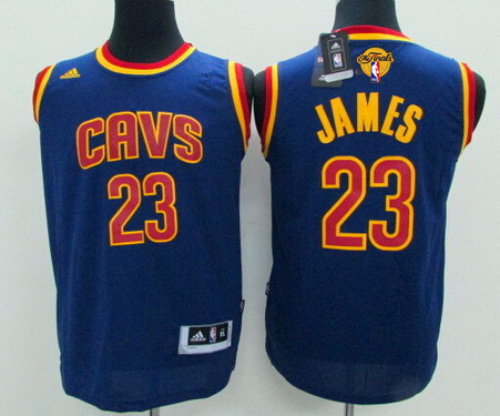 Youth Cleveland Cavaliers #23 LeBron James Navy Blue 2016 The NBA Finals Patch Jersey