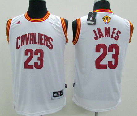 Youth Cleveland Cavaliers #23 LeBron James White 2016 The NBA Finals Patch Jersey