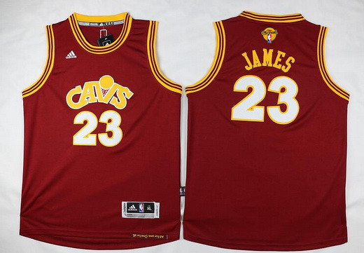 Youth Cleveland Cavaliers #23 LeBron James Red Throwback 2016 The NBA Finals Patch Jersey