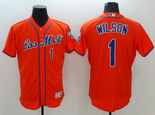 Men's New York Mets #1 Mookie Wilson Retired Los Orange 2016 Flexbase Majestic Baseball Jersey