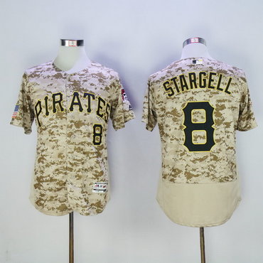 Men's Pittsburgh Pirates #8 Willie Stargell Retired Camo 2016 Flexbase Majestic Baseball Jersey