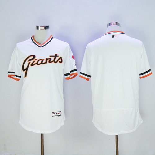 Men's San Francisco Giants Blank White Pullover 2016 Flexbase Majestic Baseball Jersey