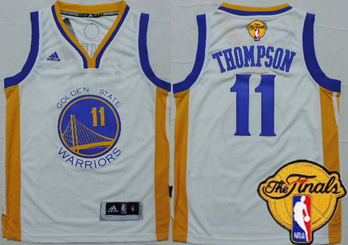 Youth Golden State Warriors #11 Klay Thompson White 2016 The NBA Finals Patch Jersey