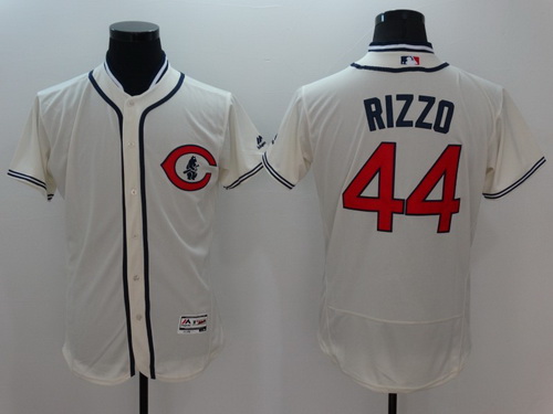 Men's Chicago Cubs #44 Anthony Rizzo Cream Flexbase Majestic 1929 Collection Jersey