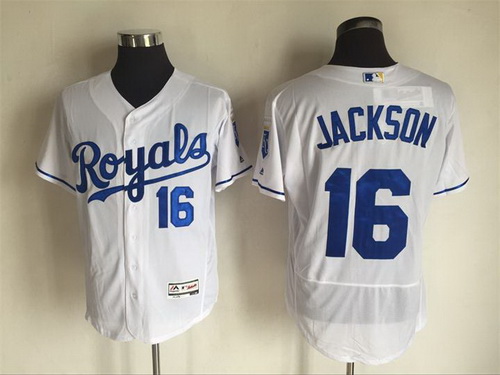 Men's Kansas City Royals #16 Bo Jackson White 2016 Flexbase Majestic Baseball Jersey