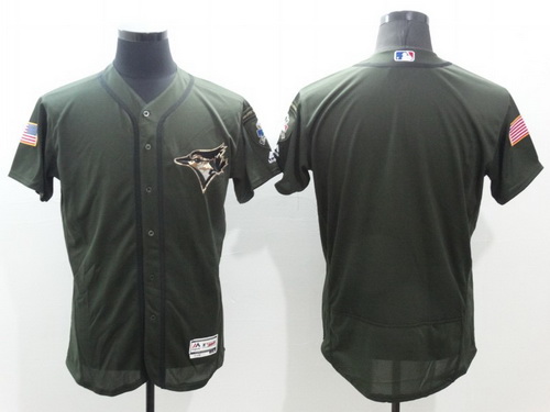 Men's Toronto Blue Jays Blank Green Salute to Service 2016 Flexbase Majestic Baseball Jersey