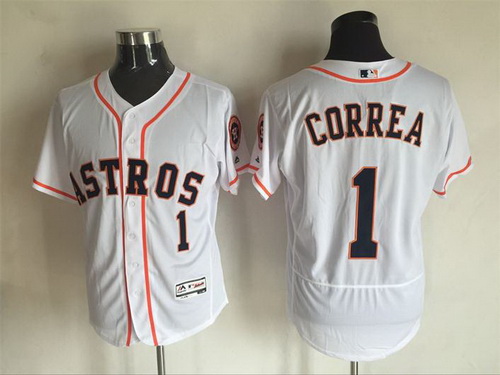 Men's Houston Astros #1 Carlos Correa White Home 2016 Flexbase Majestic Baseball Jersey