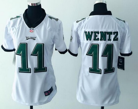 Women's Philadelphia Eagles #11 Carson Wentz White Road NFL Nike Game Jersey