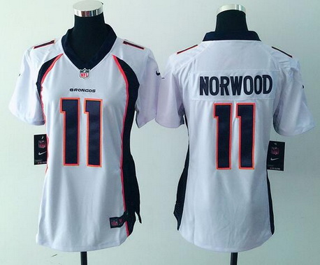 Women's Denver Broncos #11 Jordan Norwood White Road NFL Nike Game Jersey