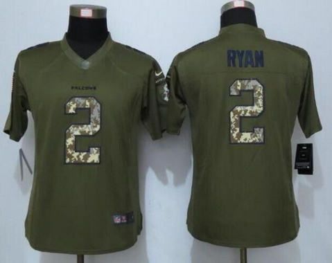 Women's Atlanta Falcons #2 Matt Ryan Green Salute to Service NFL Nike Limited Jersey