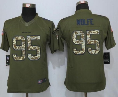 Women's Denver Broncos #95 Derek Wolfe Green Salute to Service NFL Nike Limited Jersey