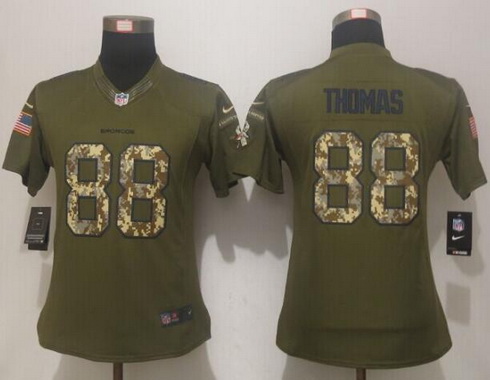 Women's Denver Broncos #88 Demaryius Thomas Green Salute to Service NFL Nike Limited Jersey