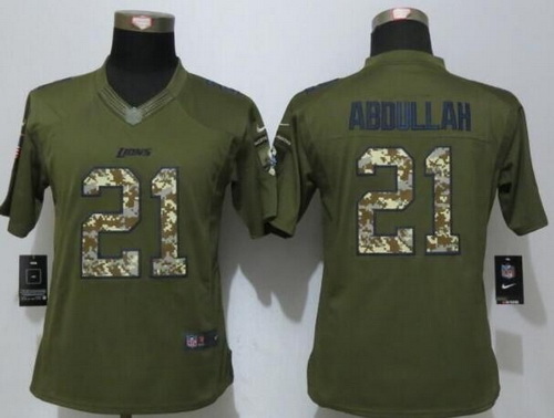 Women's Detroit Lions #21 Ameer Abdullah Green Salute to Service NFL Nike Limited Jersey