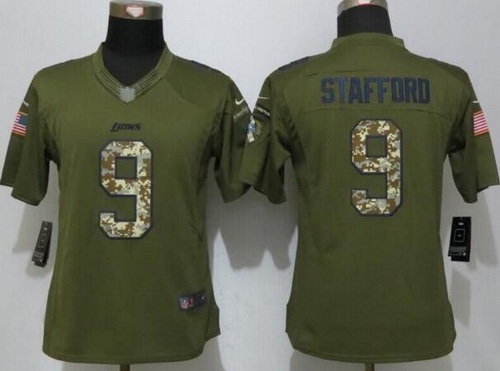 Women's Detroit Lions #9 Matthew Stafford Green Salute to Service NFL Nike Limited Jersey