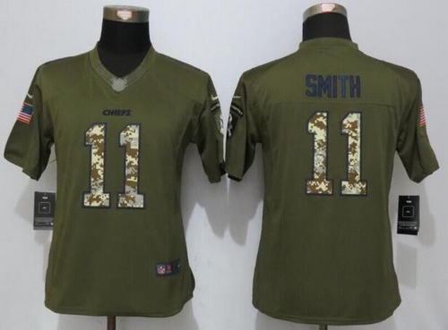 Women's Kansas City Chiefs #11 Alex Smith Green Salute to Service NFL Nike Limited Jersey