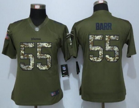 Women's Minnesota Vikings #55 Anthony Barr Green Salute to Service NFL Nike Limited Jersey