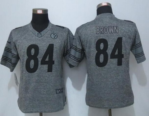 Women's Pittsburgh Steelers #84 Antonio Brown Gray Gridiron Nike NFL Limited Jersey