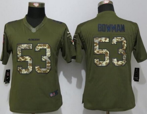 Women's San Francisco 49ers #53 NaVorro Bowman Green Salute to Service NFL Nike Limited Jersey