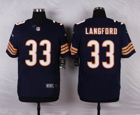 Men's Chicago Bears #33 Jeremy Langford Navy Blue Team Color NFL Nike Elite Jersey