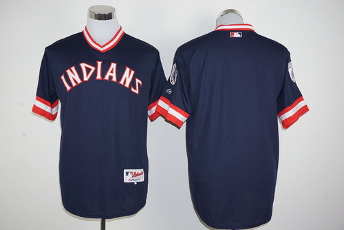 Men's Cleveland Indians Blank Navy Blue Pullover Majestic 1976 Turn Back the Clock Jersey