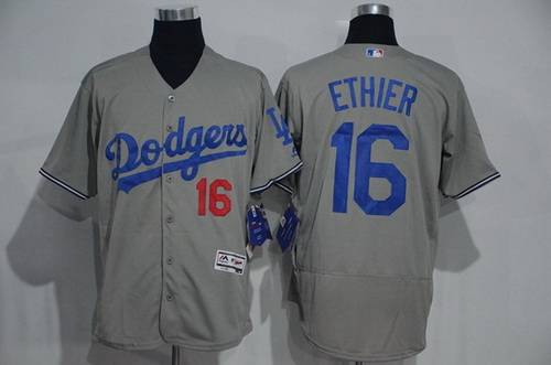 Men's Los Angeles Dodgers #16 Andre Ethier Gray 2016 Flexbase Majestic Baseball Jersey