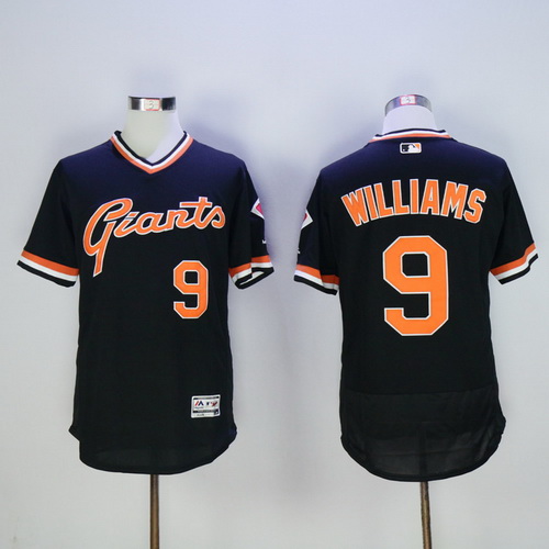 Men's San Francisco Giants #9 Matt Williams Retired Black Pullover 2016 Flexbase Majestic Baseball Jersey