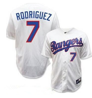 Men's Texas Rangers #7 Ivan Rodriguez White 1993 Cooperstown Throwback Jersey