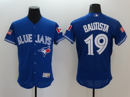 Men's Toronto Blue Jays #19 Jose Bautista Royal Blue Fashion Stars & Stripes 2016 Flexbase Majestic Jersey