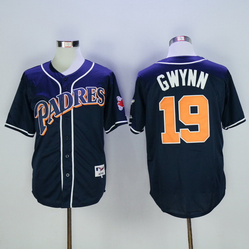 Men's San Diego Padres #19 Tony Gwynn Retired Navy Blue 1998 Turn Back The Clock Jersey